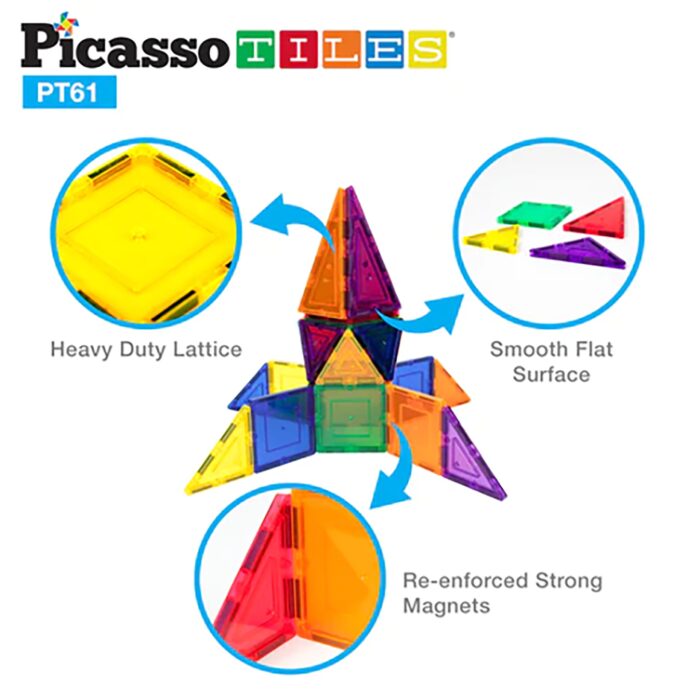 Picasso Tiles - 3D Magnetic Building Tiles - 61Pcs - Image 7