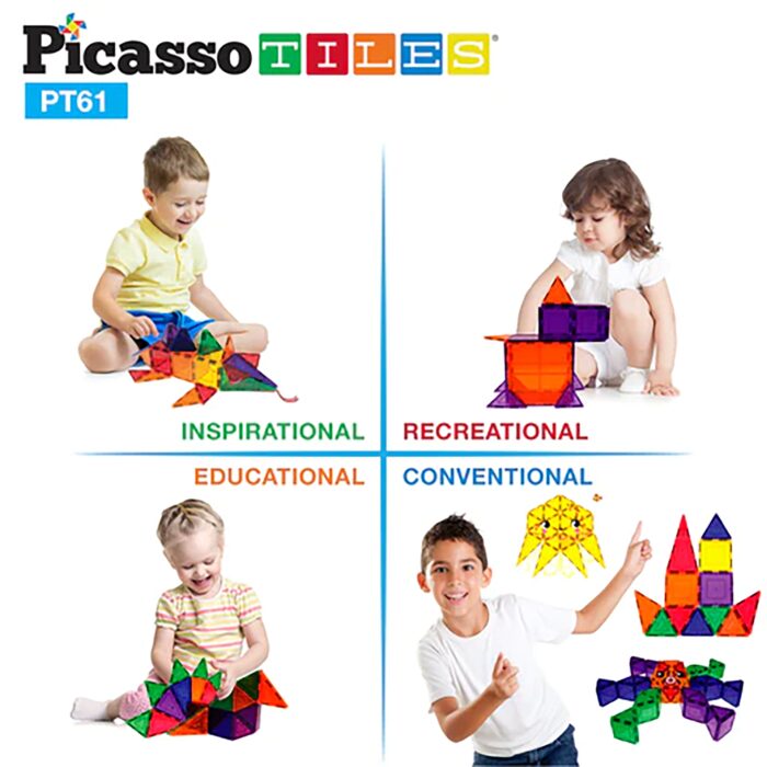 Picasso Tiles - 3D Magnetic Building Tiles - 61Pcs - Image 8