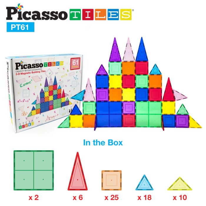Picasso Tiles - 3D Magnetic Building Tiles - 61Pcs - Image 10