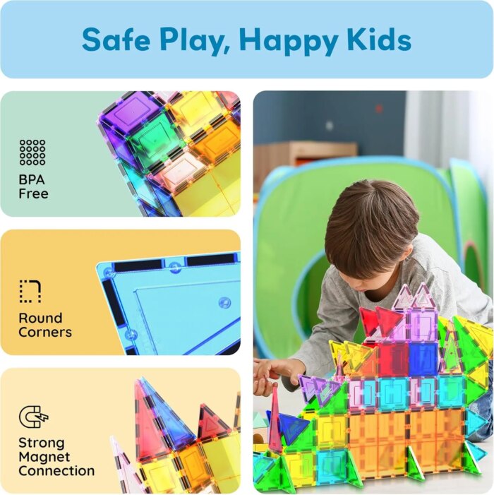 101 Piece Magnetic Tile Building Set with Carry Case– PicassoTiles - Image 5