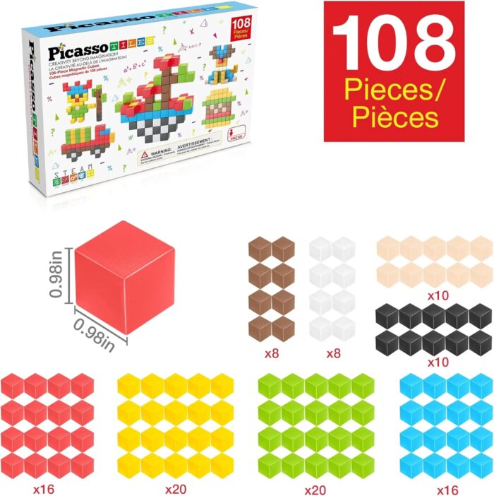 108 Piece Magnetic Cubes Building Set – PicassoTiles - Image 2