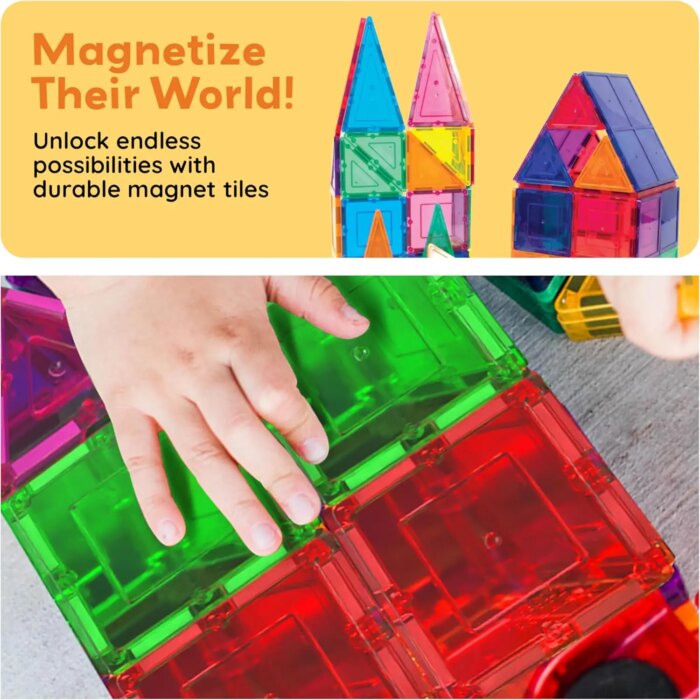 ⁦Magnetic Building Tiles 100 pcs – PicassoTiles⁩ - الصورة ⁦7⁩
