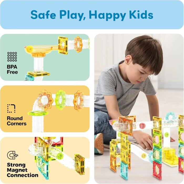 ⁦100 Piece Magnetic Marble Run Set with Launcher – PicassoTiles⁩ - الصورة ⁦6⁩