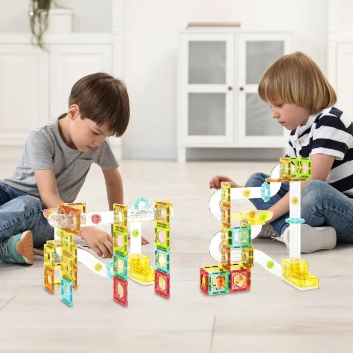 ⁦100 Piece Magnetic Marble Run Set with Launcher – PicassoTiles⁩ - الصورة ⁦7⁩