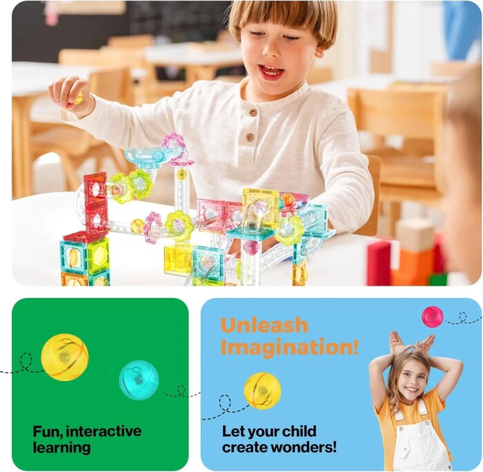 ⁦100 Piece Magnetic Marble Run Set with Launcher – PicassoTiles⁩ - الصورة ⁦8⁩
