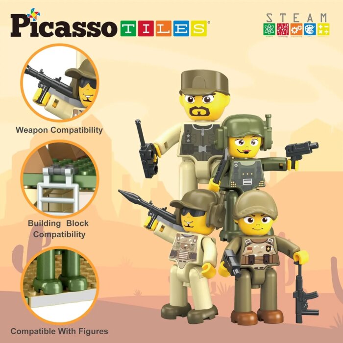 186 Piece Magnetic Military Combat Force Building Set – PicassoTiles - Image 2