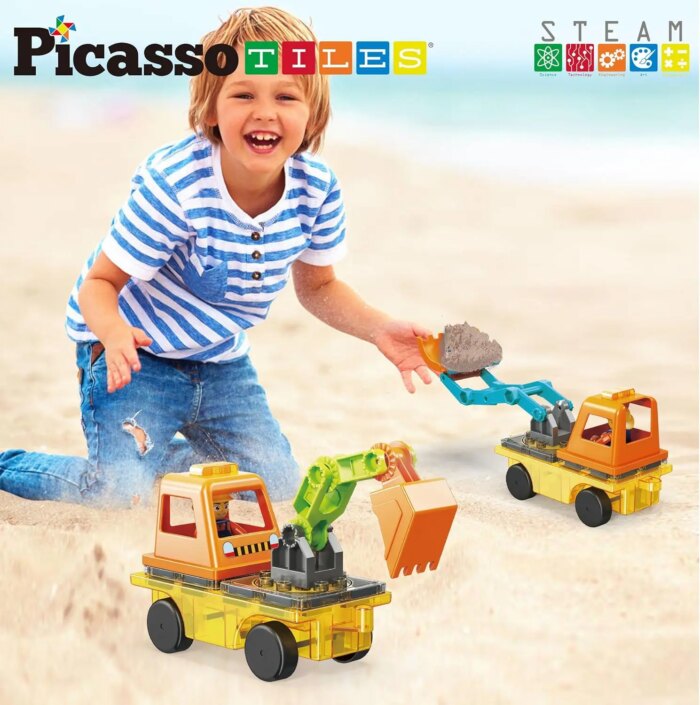 2-in-1 Car Base Excavator Set 16 pcs – PicassoTiles - Image 4